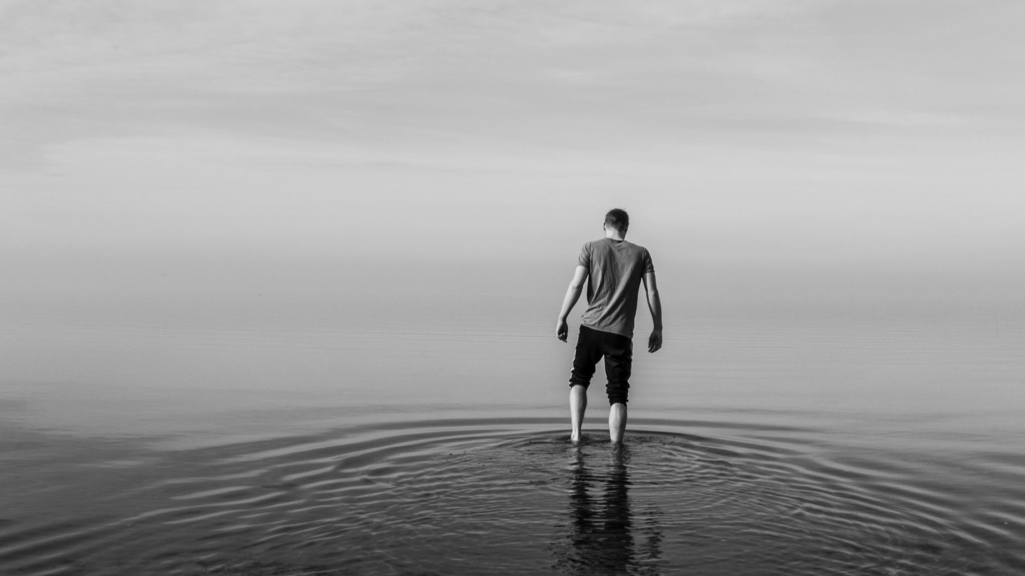 Man wading in water